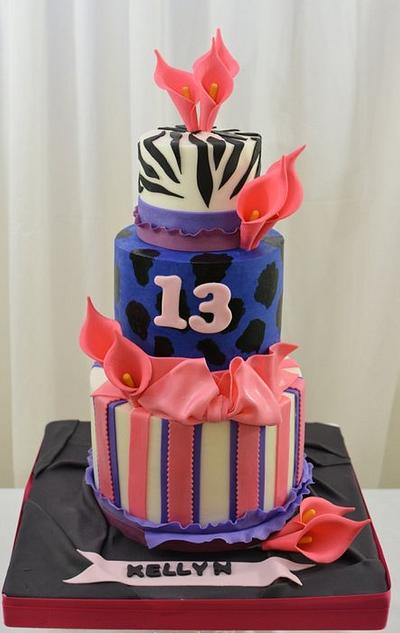 Hot Pink and Purple 13th Birthday Cake - Cake by Sugarpixy