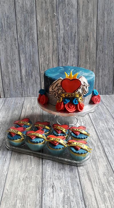 Tattoo cake and cupcakes - Cake by Pien Punt