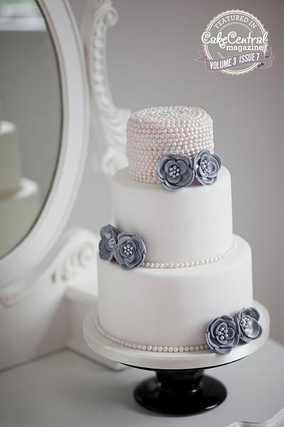 Silver Flowers and Pearls Cake - Cake by Sugar Ruffles