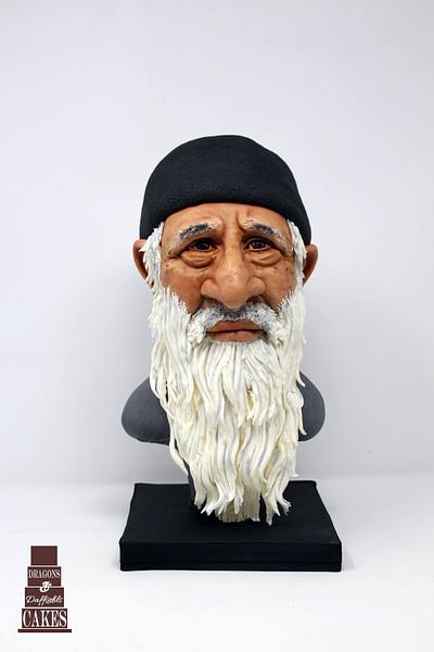 Mr Abdul Sattar Edhi sculpted bust  - Cake by Dragons and Daffodils Cakes