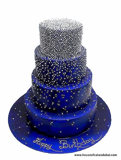 Indigo cake with white dots - Cake by The House of Cakes Dubai