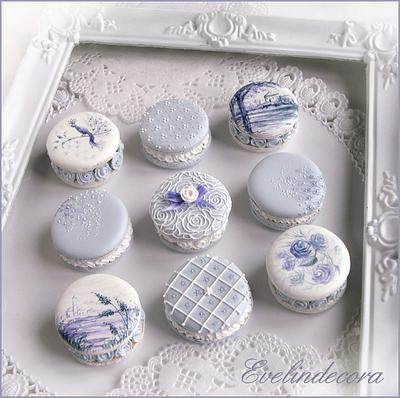 Decorated cookies that look like macarons 💙 - Cake by Evelindecora