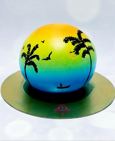 whipped cream Spherical handpainted cake - Cake by Ashwini Naik