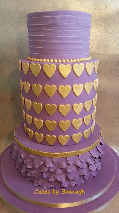Radiant Orchid and Gold Wedding Cake - Cake by Cakes by Bronagh