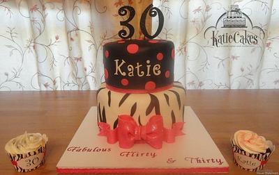 Pink Dots and Zebra  - Cake by Katie Cortes