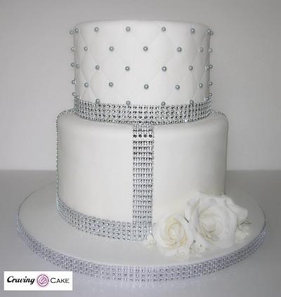 Pearls & Roses Wedding Cake - Cake by Craving Cake