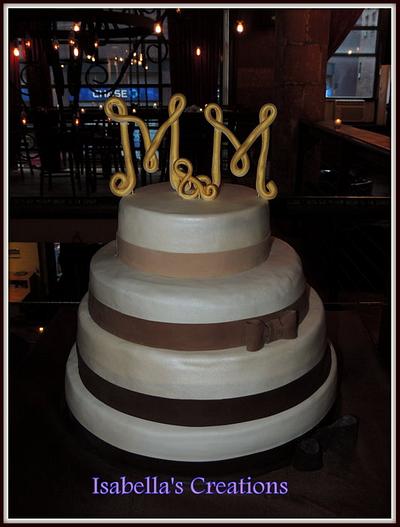 Ivory and Brown wedding cake - Cake by Isabella's Creations