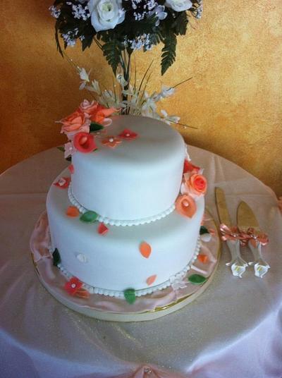 Peach Wedding Cake - Cake by caymancake