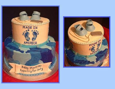 Blue Camo Baby Shower - Cake by Tracy's Custom Cakery LLC