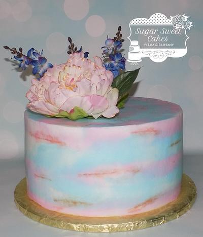 Watercolor Gender Reveal - Cake by Sugar Sweet Cakes
