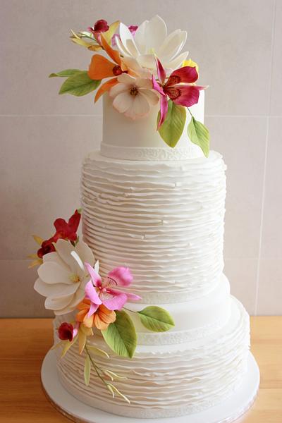 Flowers Wedding Cake - Cake by Kiara's Cakes