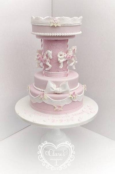 Christening Carousel Cake  - Cake by ClaresCupcakery
