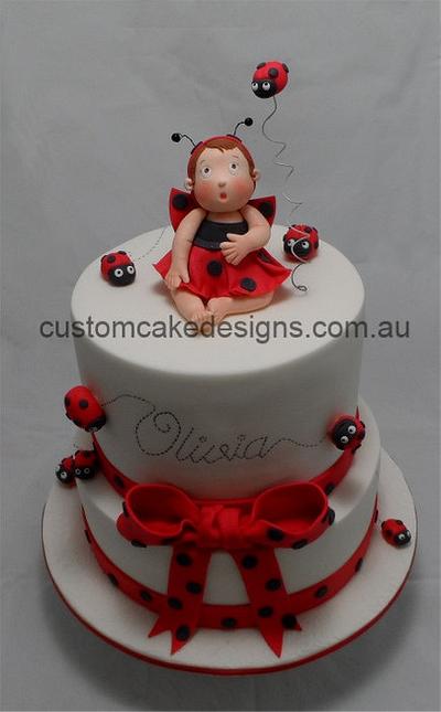 Ladybug 1st birthday Cake - Cake by Custom Cake Designs