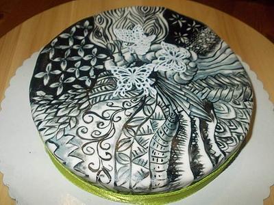 Black and  white - Cake by Topping Queen by Diana Adler