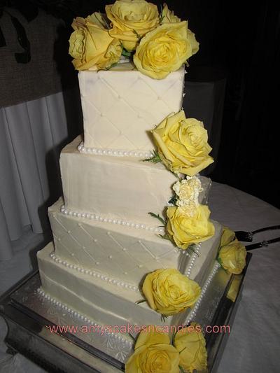 Slighlty Twisted Square wedding cake - Cake by Amy Filipoff