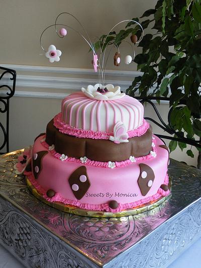 Pink & Brown Baby Shower - Cake by Sweets By Monica