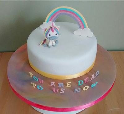 Unicorn leaving cake - You are dead to us now... - Cake by Catherine