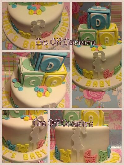 Unisex Baby Shower cake with building blocks, incorporating my logo! - Cake by OneOffOccasions
