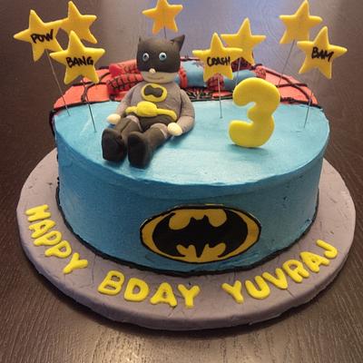 Twin's combined Batman/Spiderman Cake - Cake by Yum Cakes and Treats