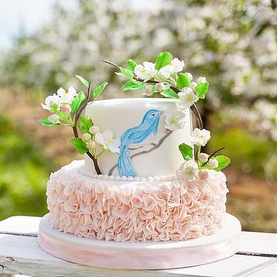 Spring cake with apple blossom - Cake by Marina