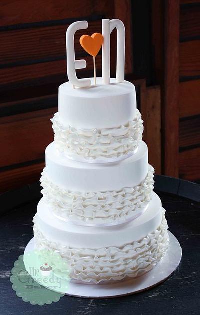 White Ruffle Wedding Cake - Cake by Kate