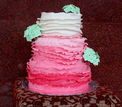 Ombré ruffle cake  - Cake by FemyBabu