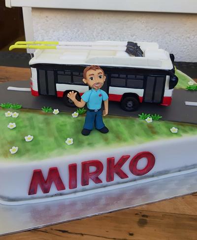 Cake with trolleybus for my husband - Cake by Veronicakes