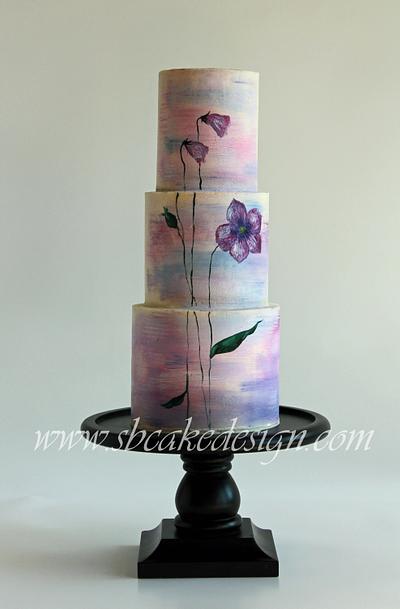 Painted Purple Flower - Cake by Shannon Bond Cake Design