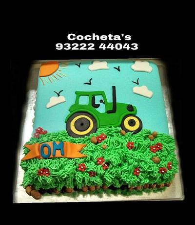 Tractor silhouette cake - Cake by Deepti