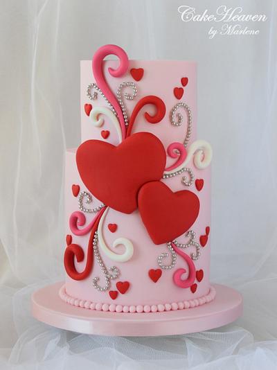 Whimsical Valentine's Cake - Cake by CakeHeaven by Marlene