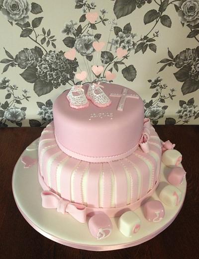 Booties and bows christening cake ... - Cake by TheDaisyChainBakery