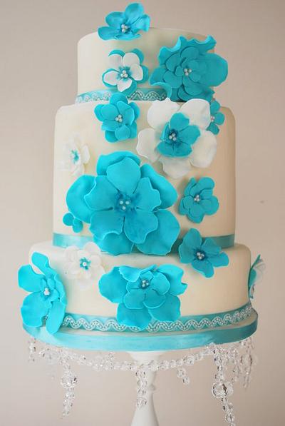 Aqua-marine Summer wedding cake - Cake by Let it be Cake