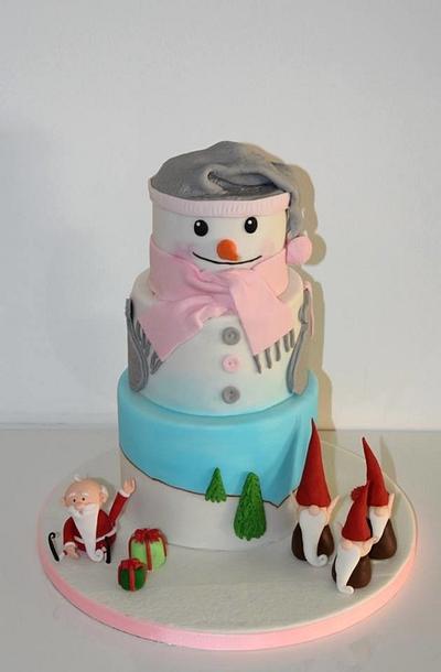 Girly snowman - Cake by Sugar Addict by Alexandra Alifakioti