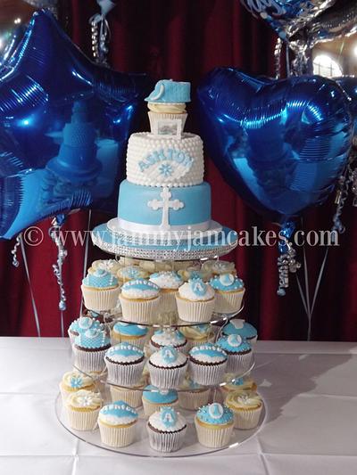 Ashton Christening Cake & Cupcakes - Cake by Jammy Jam Cakes