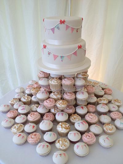 Bunting Wedding Cake and Cupcakes - Cake by CodsallCupcakes
