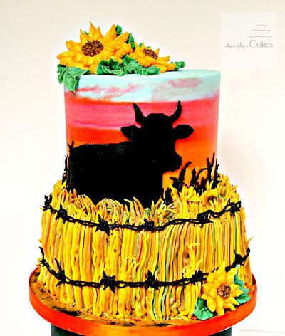 Sunset over cattle - Cake by Ann-Marie Youngblood