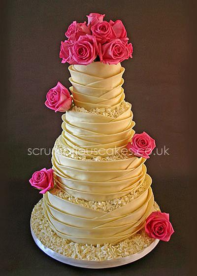 White Chocolate Wrap Wedding Cake - Cake by Scrumptious Cakes