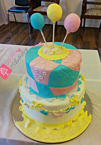 Baby on Quilt for Baby shower cake - Cake by D Sugar Artistry - cake art with Shabana