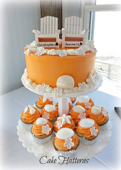 Orange and White Beach Wedding Cake - Cake by Donna Tokazowski- Cake Hatteras, Martinsburg WV