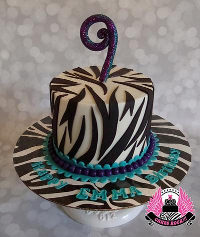 Zebra with Purple & Teal - Cake by Cakes ROCK!!!  