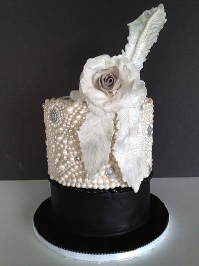 Pearls and Feathers Cake - Cake by The Vagabond Baker