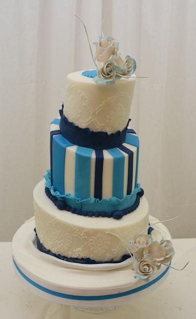 Blue Topsy Turvy Wedding Cake - Cake by Sugarpixy