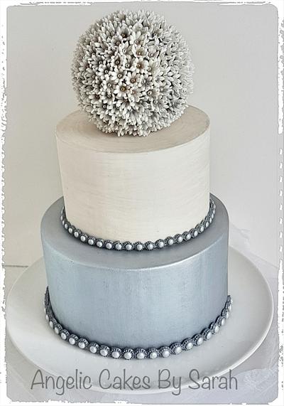 Small Silver Wedding Cake Trio 1 - Cake by Angelic Cakes By Sarah