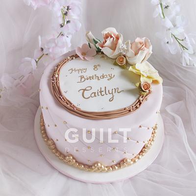 Pink and Gold Birthday cake - Cake by Guilt Desserts