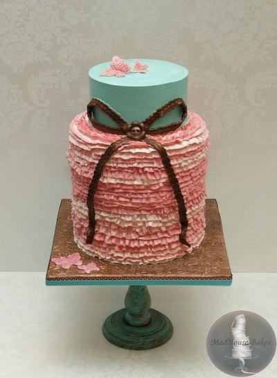 Pink Ruffled Bridal Shower Cake - Cake by Tonya Alvey - MadHouse Bakes