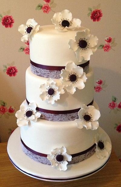 Beautiful Anemone Wedding Cake - Cake by Clairey's Cakery