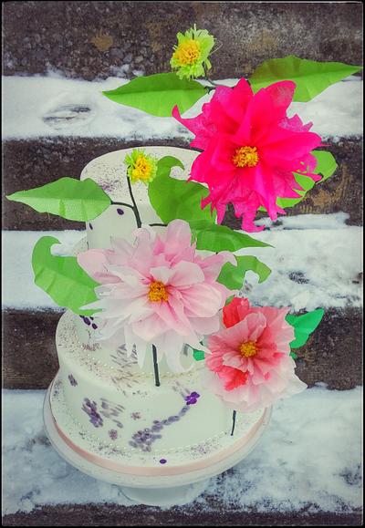 Tissue paper Dahlia flower cake  - Cake by Danijela Lilchickcupcakes