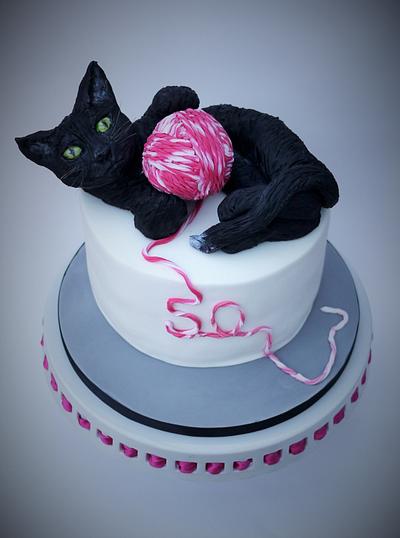 black cat 50th birthday cake - Cake by The sugar cloud cakery