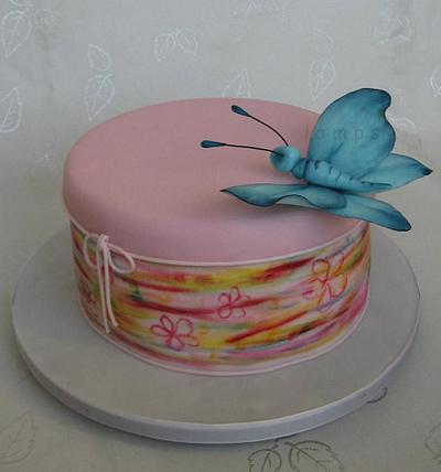 Painted cake with a butterfly - Cake by lamps
