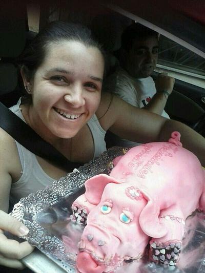 pink pig  - Cake by Catalina Anghel azúcar'arte